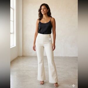 Zara Cream High-Waist Flare Trousers